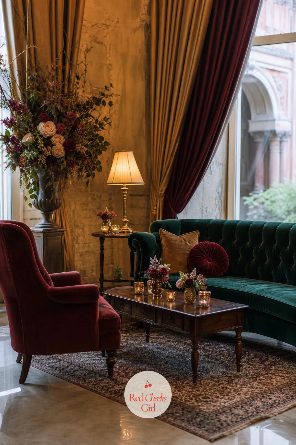 Velvet Jewel-Tone Lounge Nook — By hour two of the reception, somebody's feet hurt and the dance floor has lost its appeal for at least twenty minutes, and a
