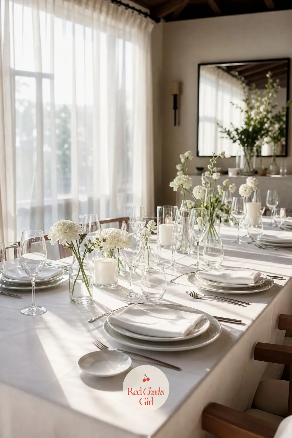 Minimalist White Table Setting — Some brides want nothing fighting for attention, just a table so clean it photographs like a magazine spread. Wedding dinner