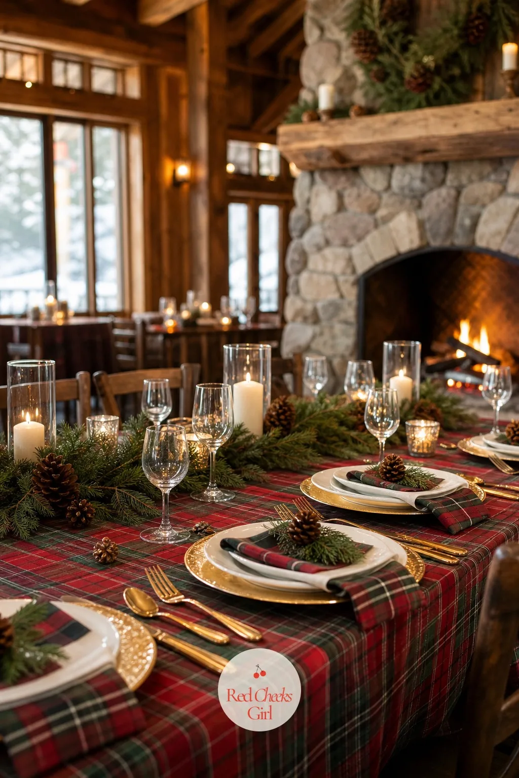 Plaid Table Setting for a Winter Reception — Plaid sounds like it belongs on a picnic blanket until it is pressed, laid flat, and paired with real china, at