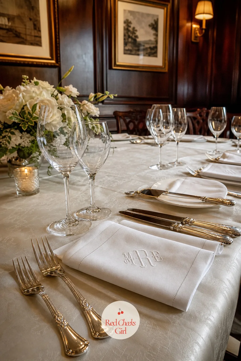 Silver Flatware with Monogrammed Napkins — Flatware rarely gets a moment of its own, but polished silver laid against a pale cloth photographs like jewellery.