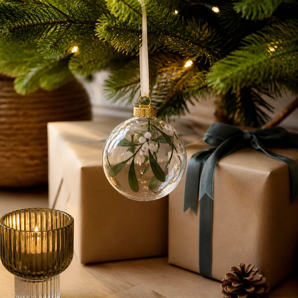 Ornaments For A Christmas Wedding — A small ornament, the kind that goes straight onto a tree every single year afterward instead of sitting in a box until the