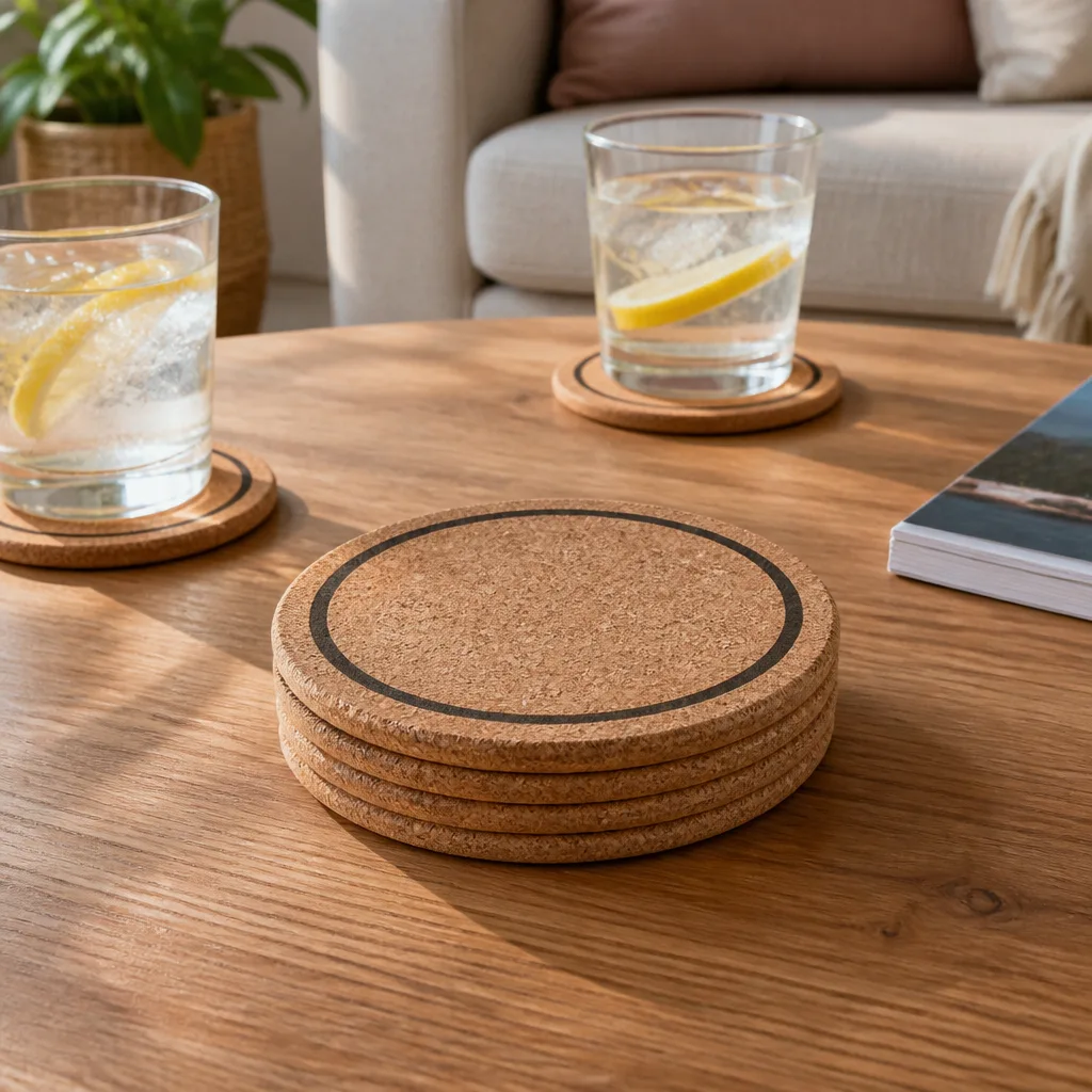 Personalized Coasters — A small set of real coasters, the kind a kitchen drawer is always short on, printed with a simple design instead of a full photo.