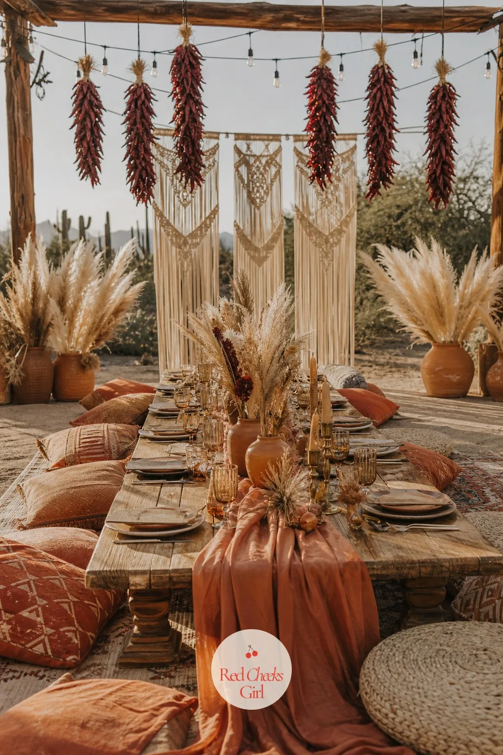 Boho Desert — Terracotta, dusty rose and sage, kept low to the ground. Wedding themes