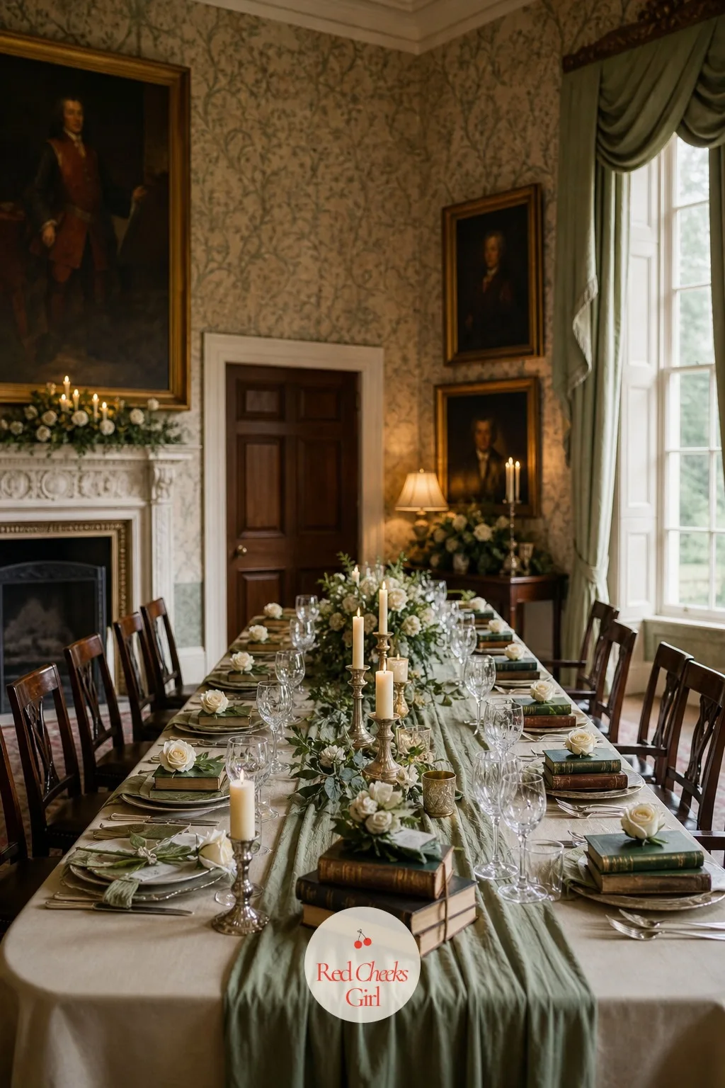 English Country Manor — This is a library that happens to have a wedding in it. Wedding themes