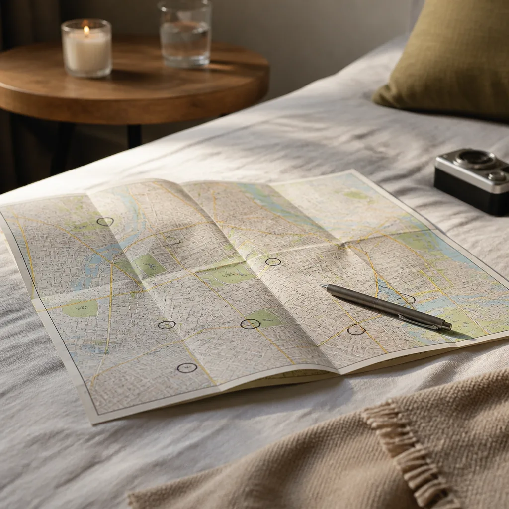 Map of the City — A phone dies, a signal drops, and suddenly nobody can find the restaurant everyone agreed on. Wedding welcome bags