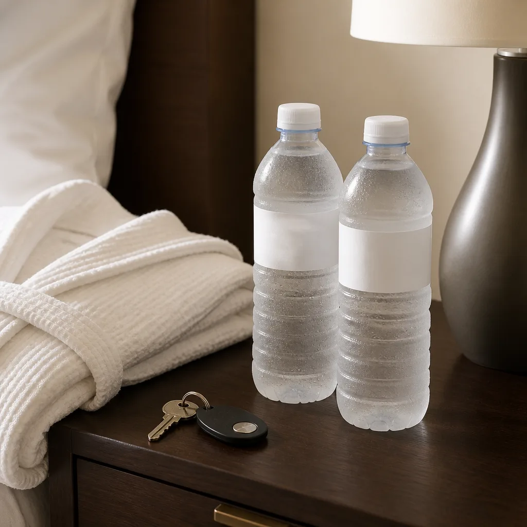 Water Bottles — She just got off a six hour drive or a cramped flight, and the one thing hotel rooms never have ready is a cold drink. Wedding welcome bags