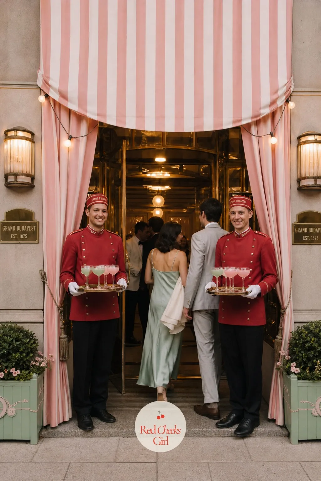 Bellhop Greeting Guests At The Door — Nobody wants a silent walk from the car to the seating chart, and a bellhop fixes that instantly. Wes anderson wedding