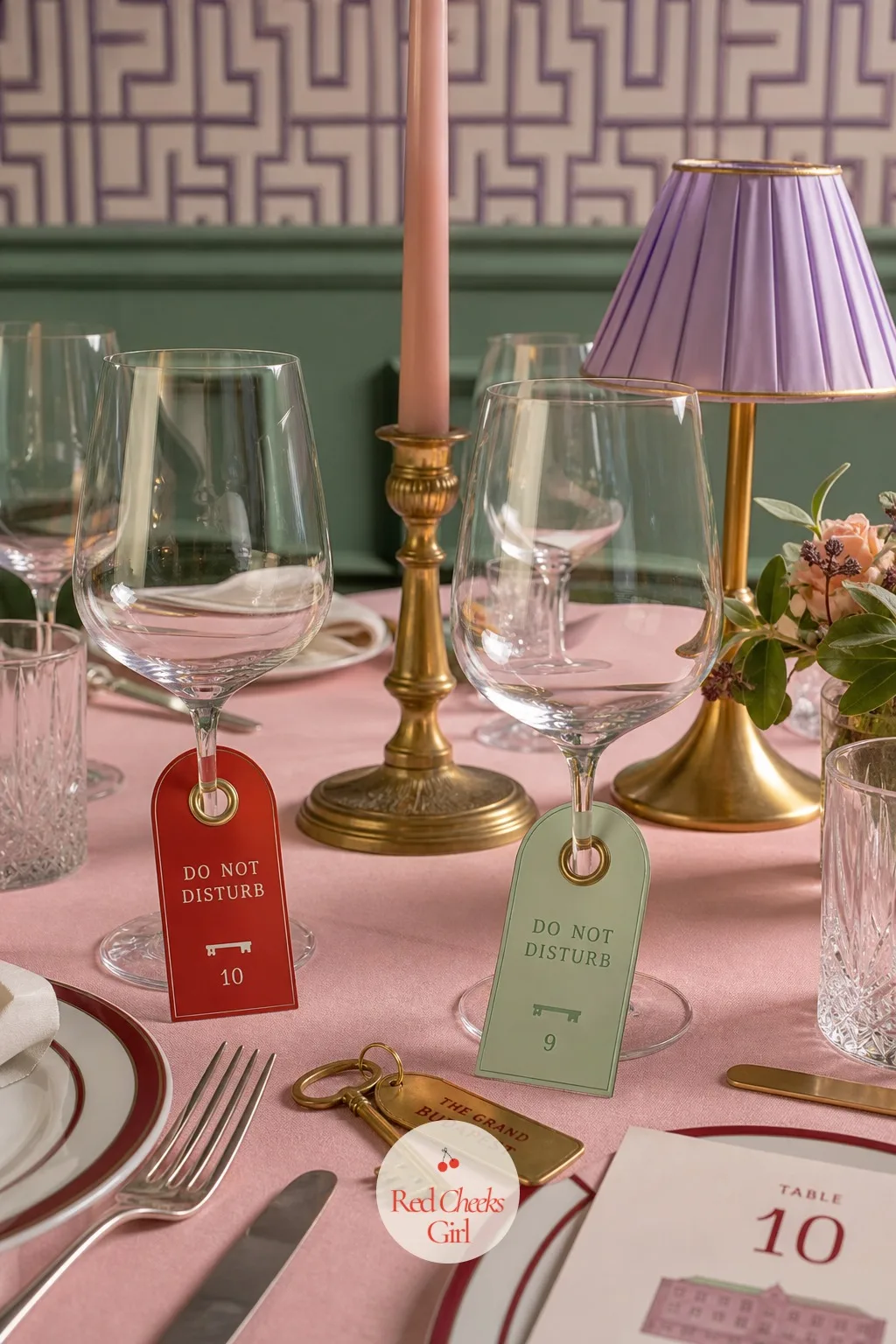'Do Not Disturb' Door Hangers As Place Cards — A printed place card gets glanced at once and left behind, but a little door hanger gets picked up and pocketed
