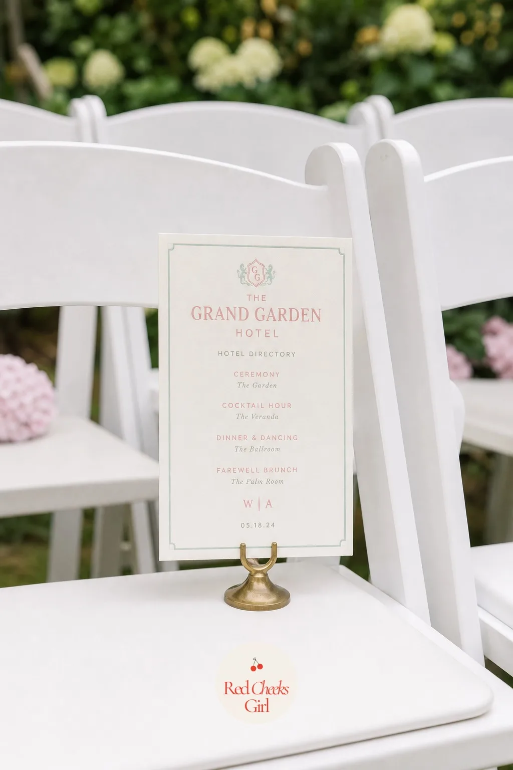 Hotel Directory Ceremony Programs — A folded paper program gets left on the chair and forgotten, but a little directory card standing upright in its own holder