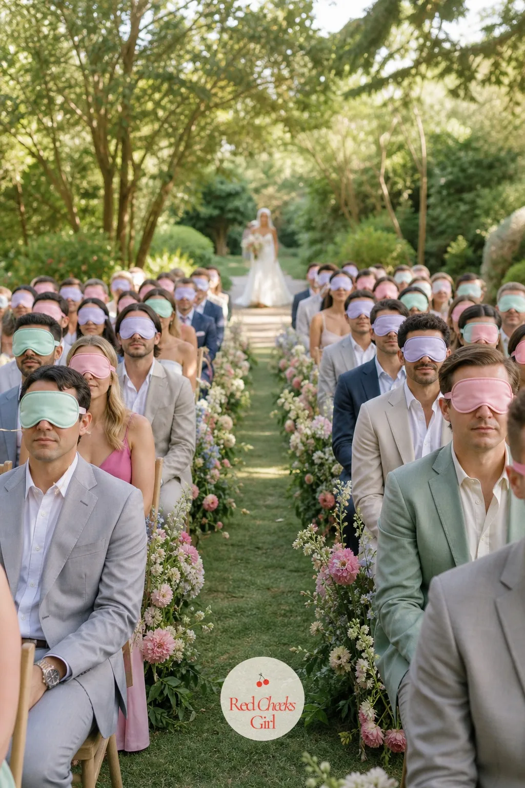 Sleep Masks For The Processional Reveal — Half the room is checking a phone or a seating card the moment the bride actually appears, and that first look gets