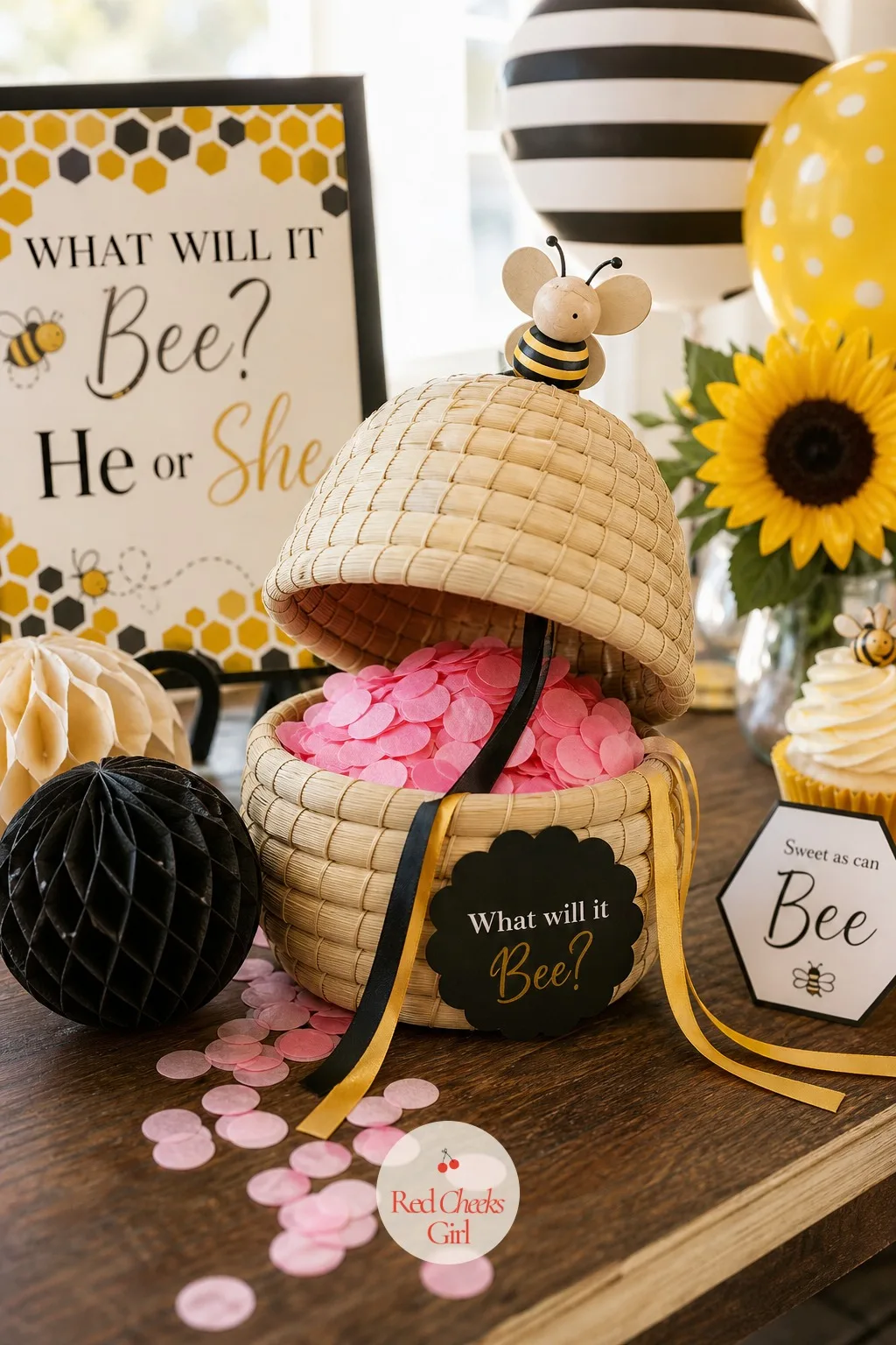 Beehive Reveal Box — A balloon popped on cue is lovely until the fifth one this season looks exactly the same as everyone else's. What will it bee gender reveal