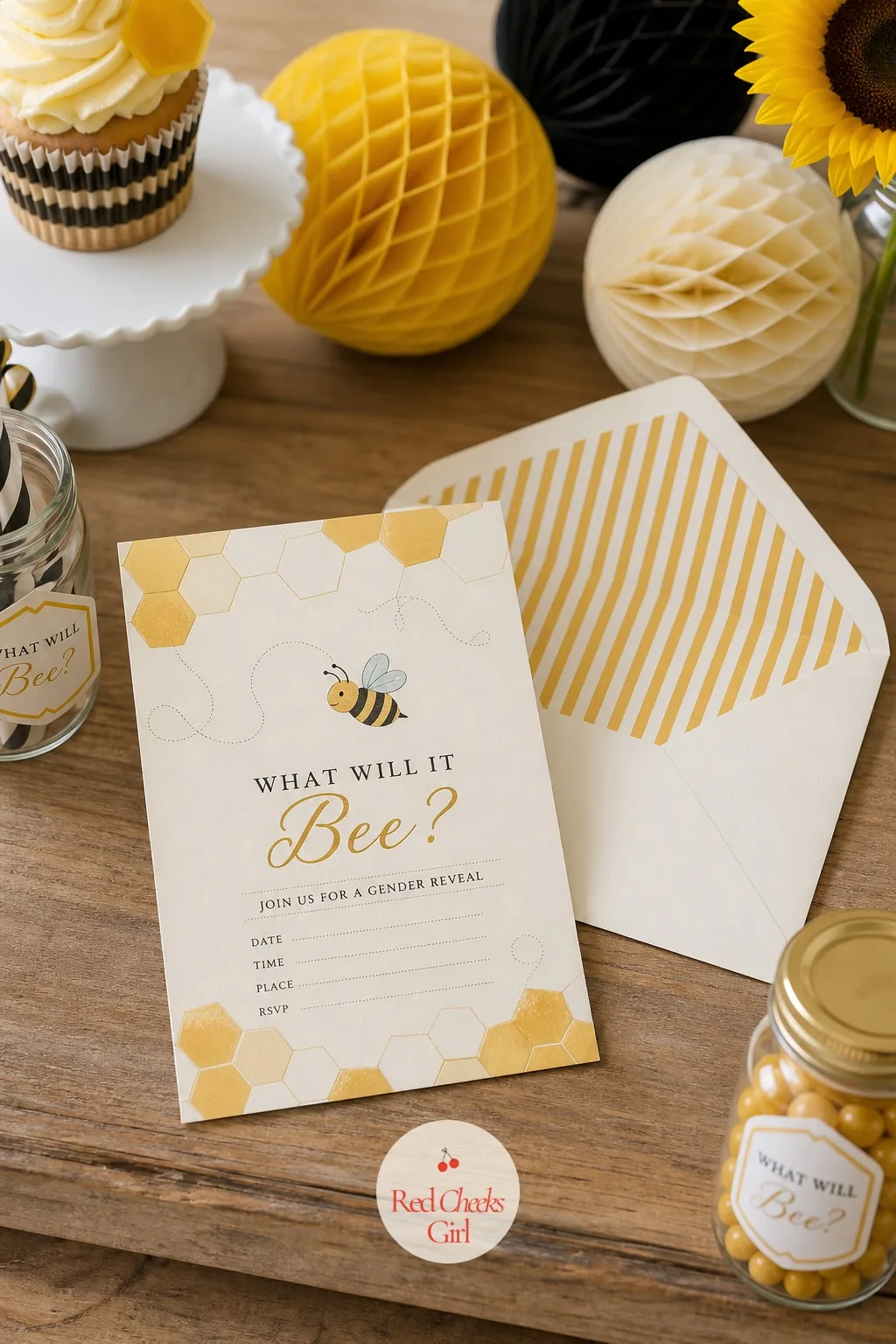 Honeycomb Pattern Invitation — The invitation sets the tone before a single balloon goes up, so it is worth getting the pattern right from the first envelope.