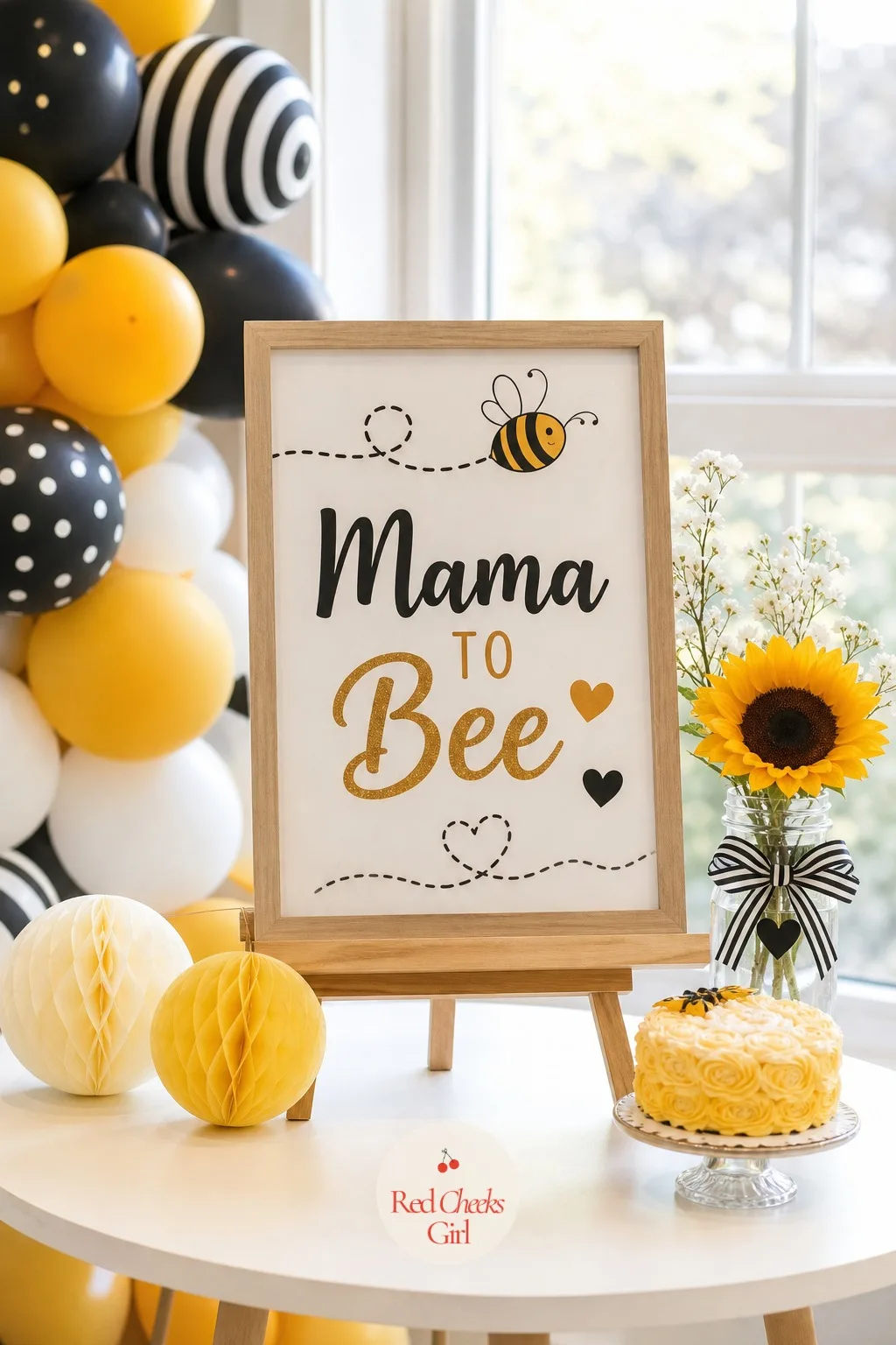 'Mama to Bee' Standing Sign — The mom to be deserves one clearly marked spot in the room, somewhere a camera finds easily without her having to hold anything.