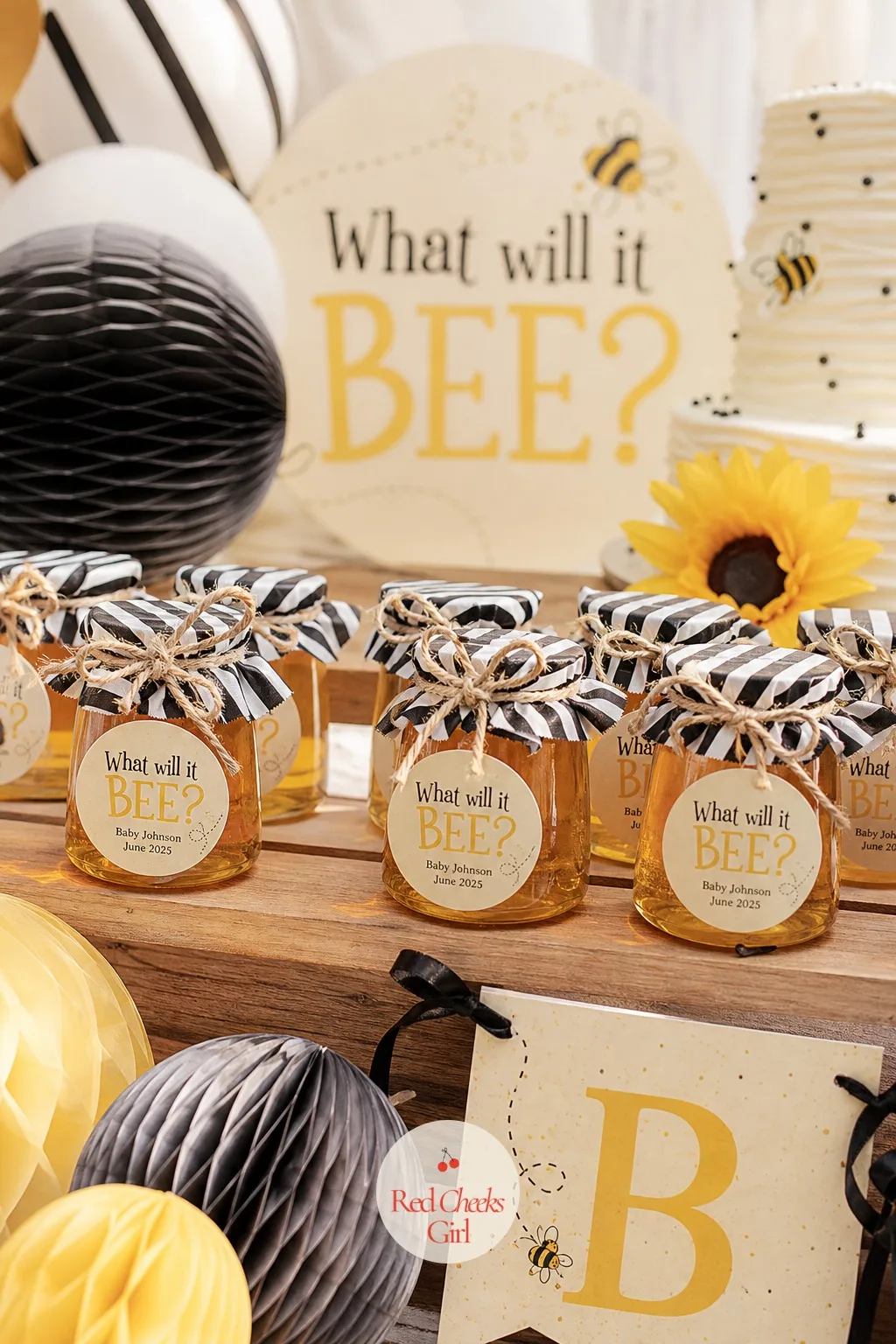 Mini Honey Jar Favors — A favor nobody uses is a favor that was never worth the money, and a small jar of actual honey gets eaten instead of left in a drawer.