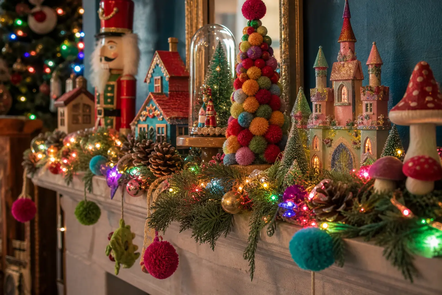 23 Whimsical Christmas Decor Ideas With Rainbow Lights and Storybook Mischief