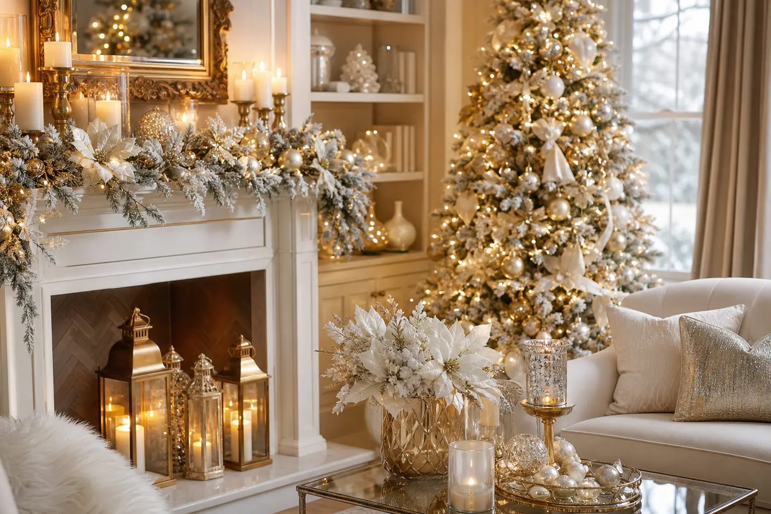 18 White and Gold Christmas Decor Ideas That Glow Like Candlelight on Snow