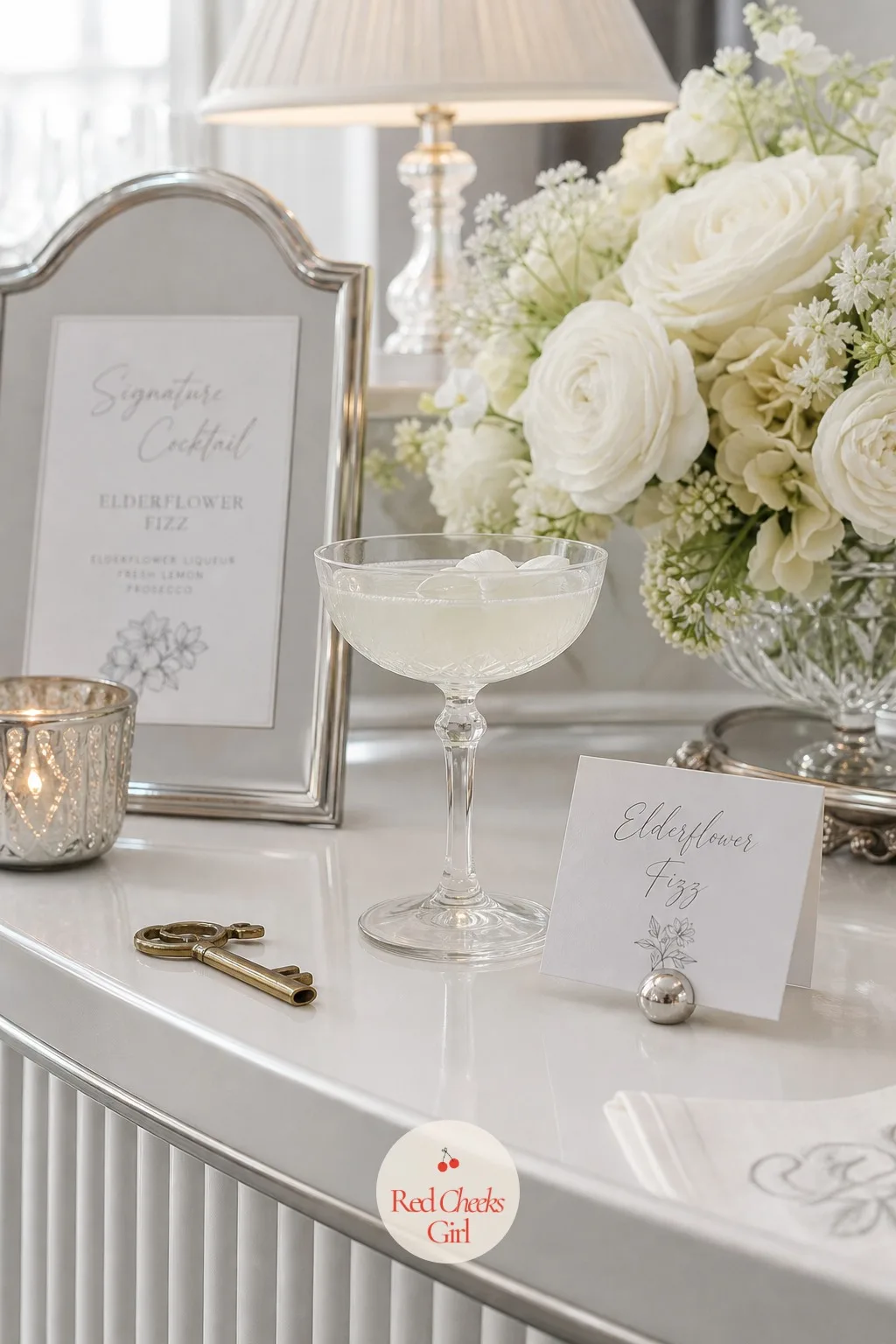 A Signature White Cocktail — The champagne bar covers most of the room, but one drink named for the couple gives guests something to ask about. White bridal