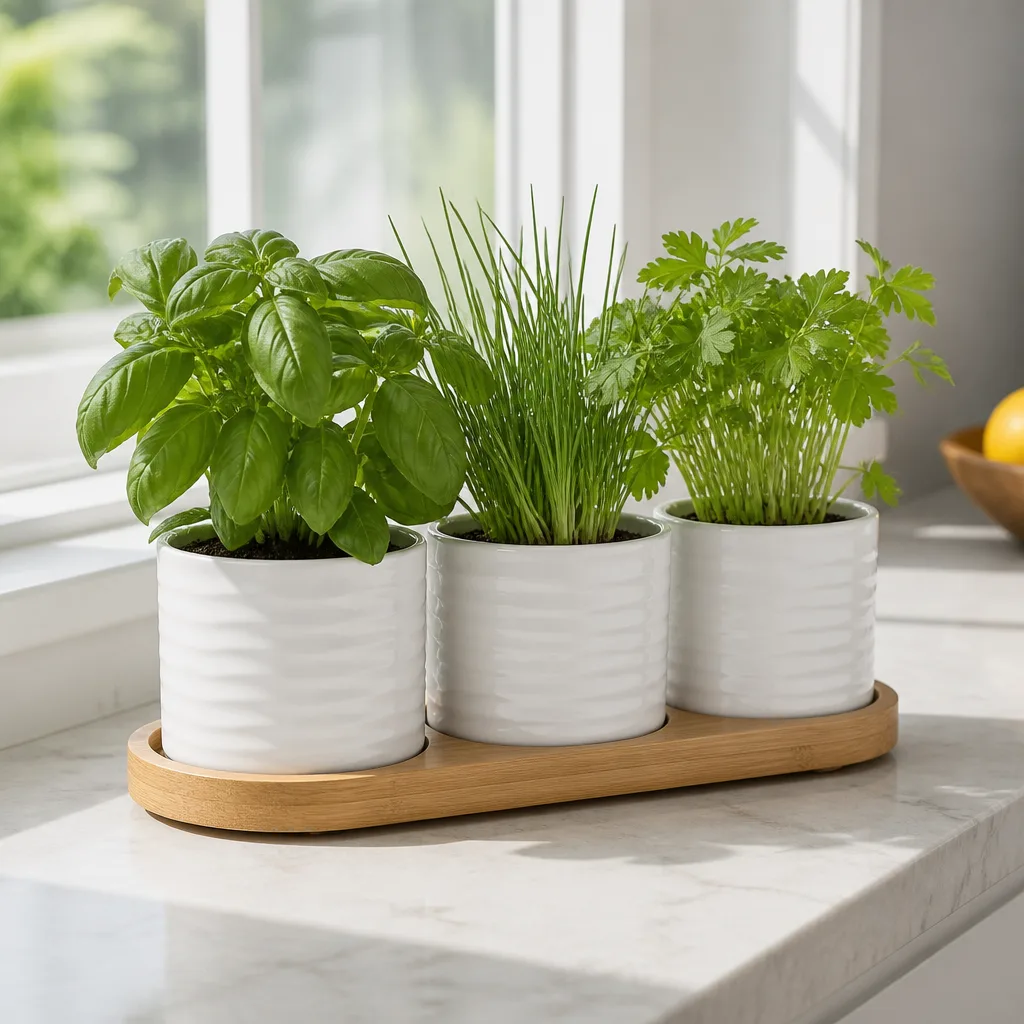 Countertop Herb Garden — For the coworker who keeps saying she wants a windowsill garden but never starts one. White elephant gift ideas 50 dollars
