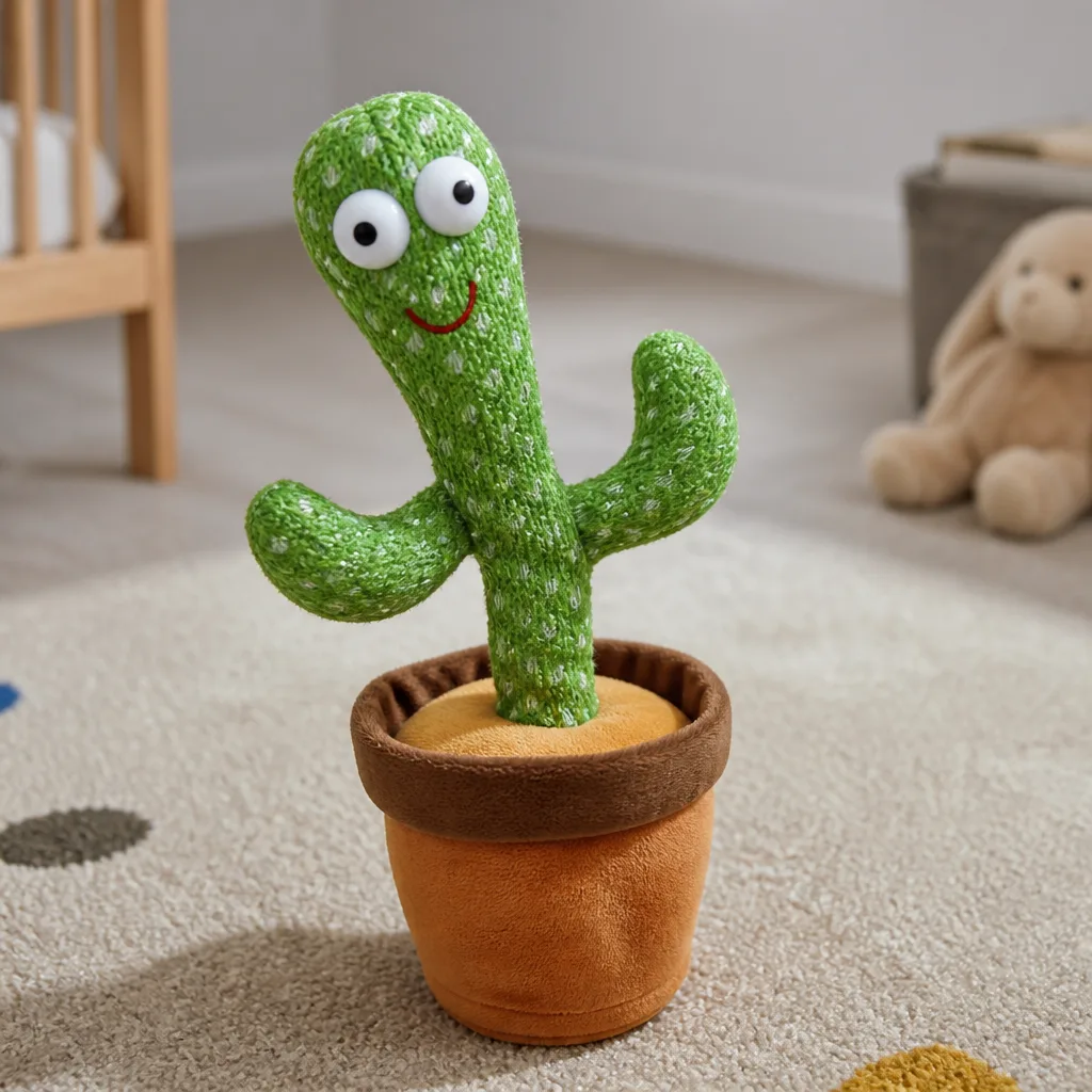 Dancing Cactus Toy — Say something near it and it repeats the words back in a squeaky voice while wiggling its arms. White elephant gift ideas 50 dollars