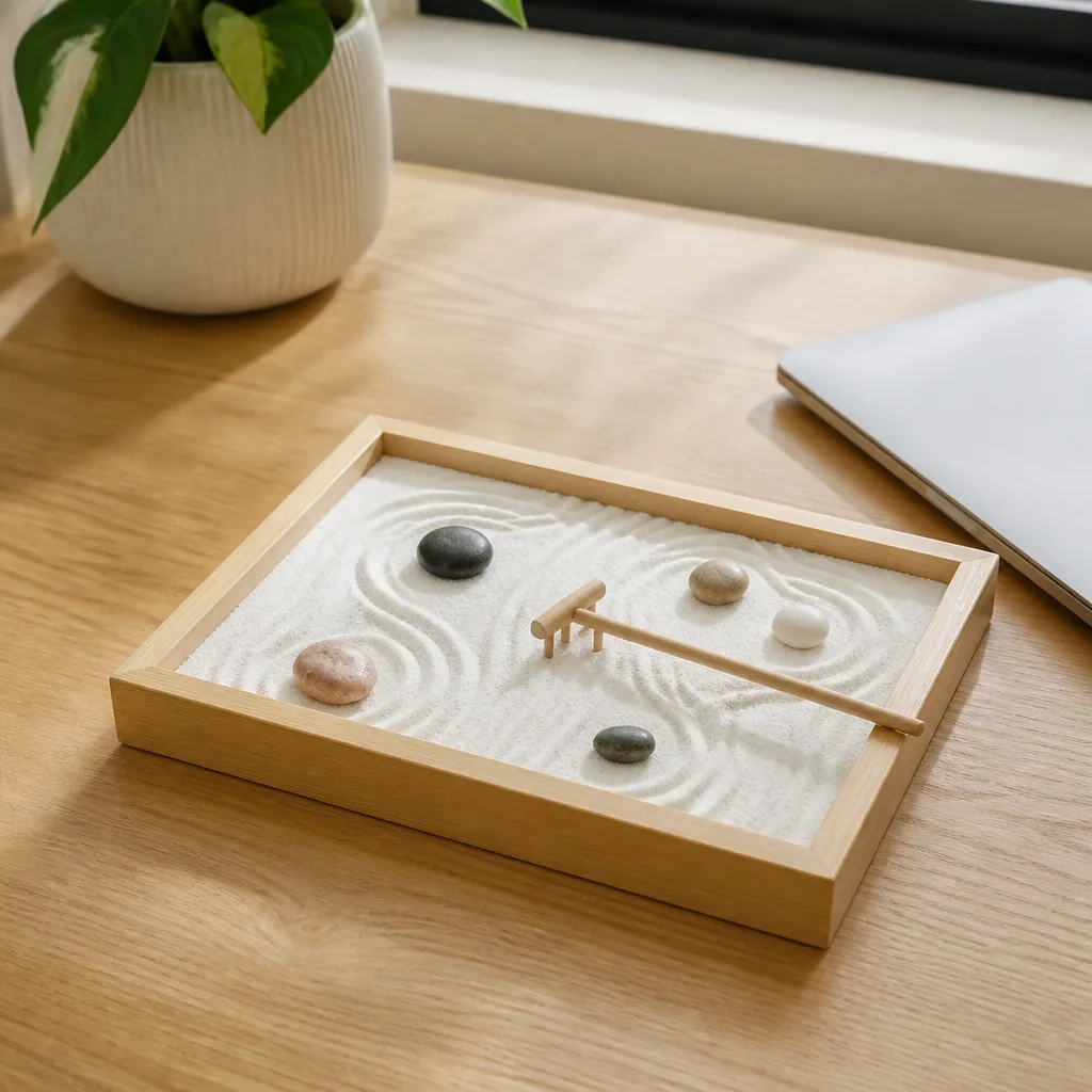 Desktop Zen Garden — For the colleague whose desk is covered in sticky notes and stress. White elephant gift ideas 50 dollars