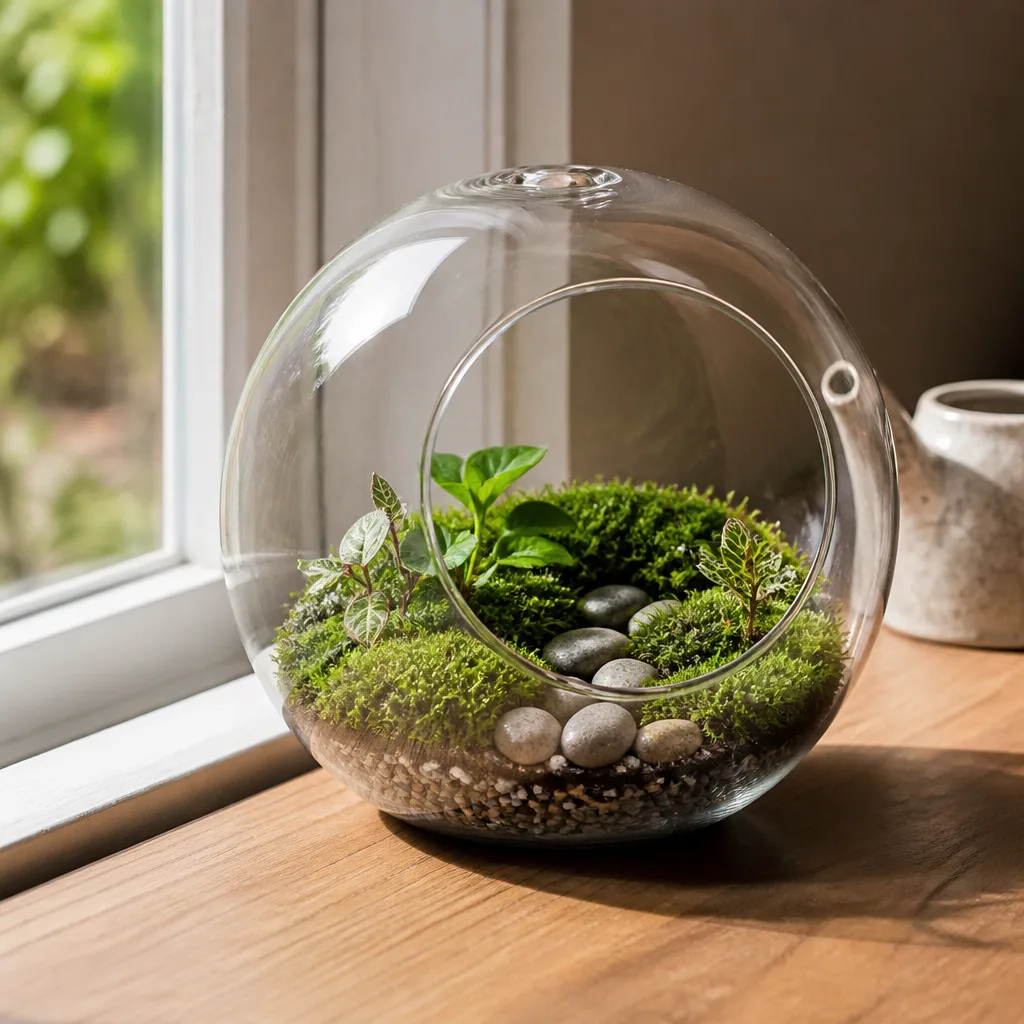 Glass Terrarium Kit — A houseplant feels like a commitment, but a sealed terrarium barely needs attention once it is set up. White elephant gift ideas 50