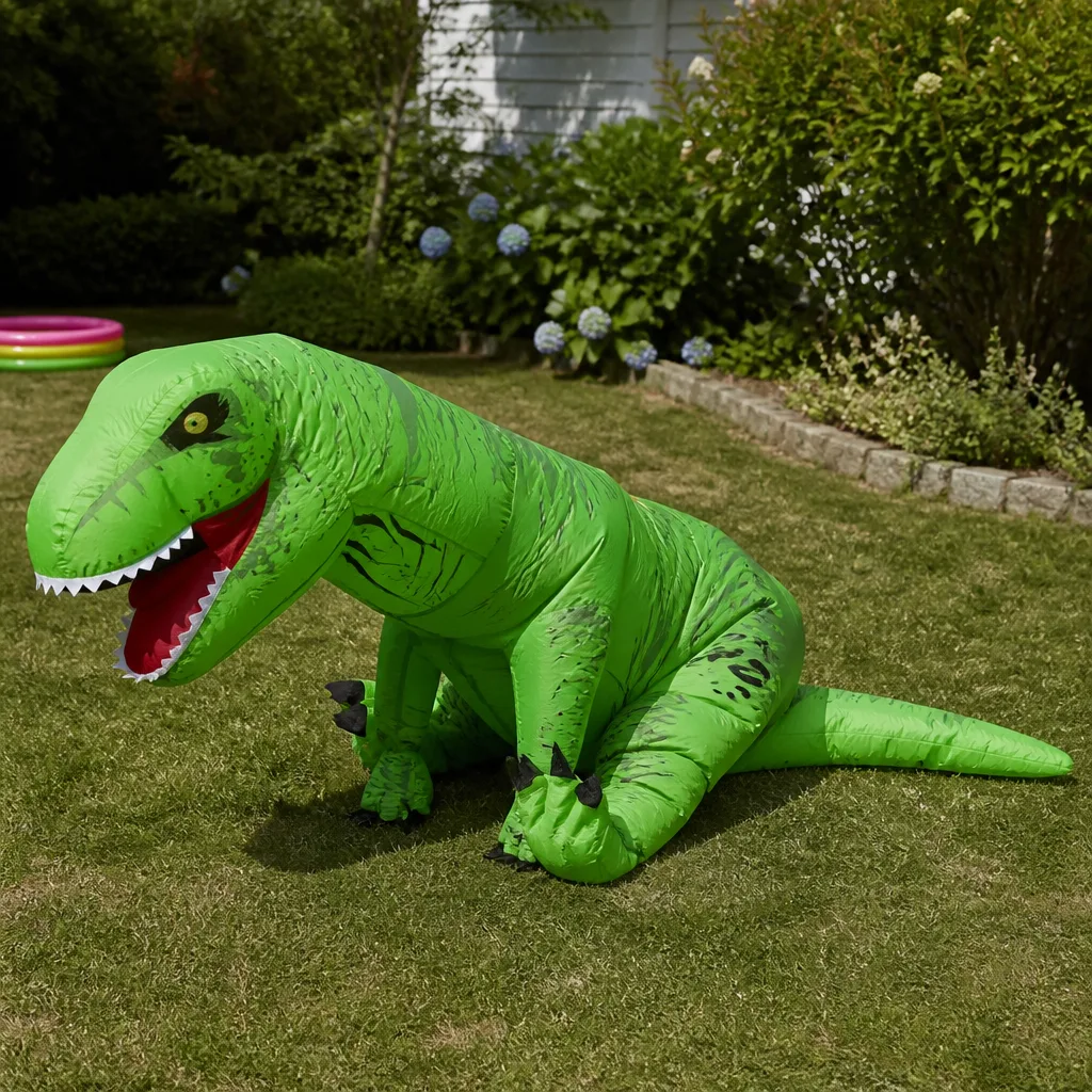 Inflatable Dinosaur Costume — Nothing clears a room of awkward small talk like someone suddenly wearing a full inflatable T-Rex. White elephant gift ideas 50