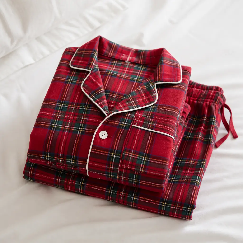 Flannel Pajama Set — Soft against skin that's been in a cold car all evening, which is exactly why this one gets opened and admired rather than laughed at.