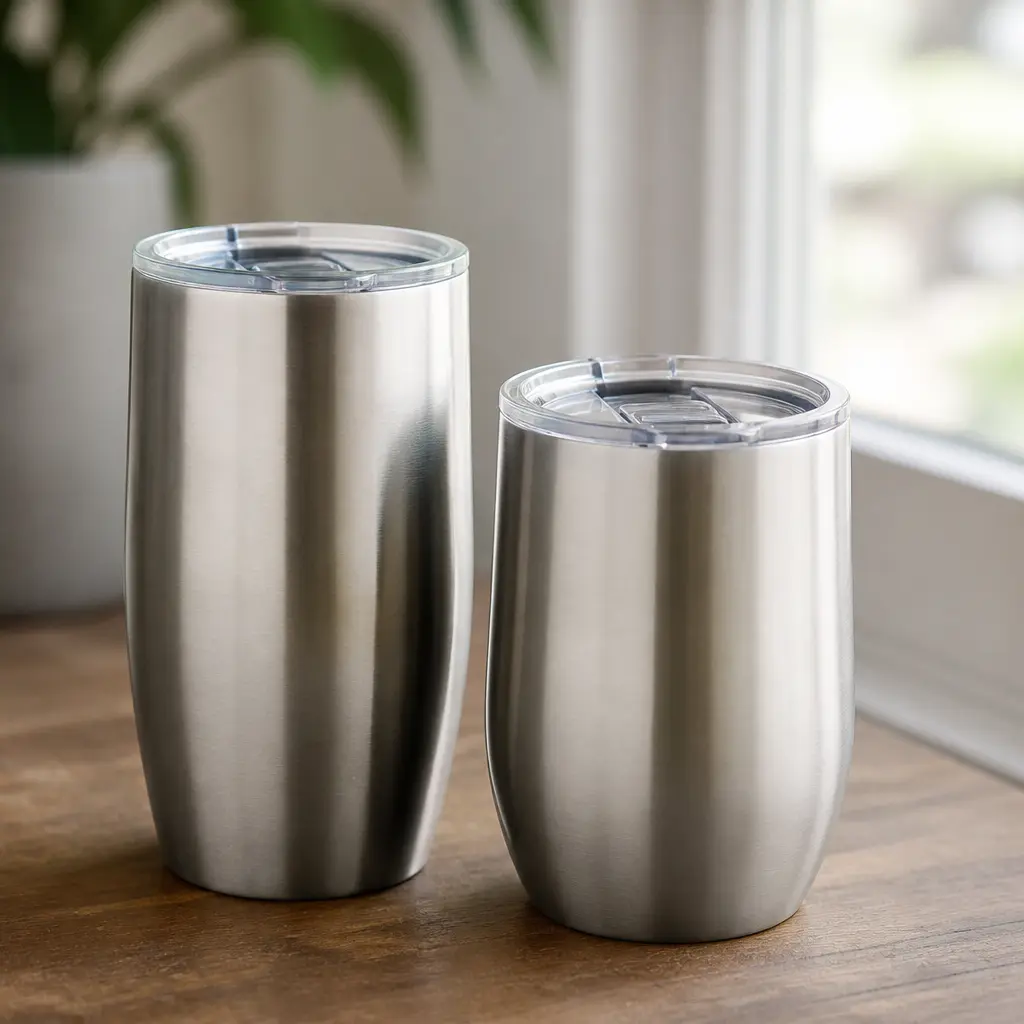 Insulated Tumbler Set — Keeps coffee hot past the point where it usually goes cold on the counter, and keeps a cold drink cold through an entire car ride.