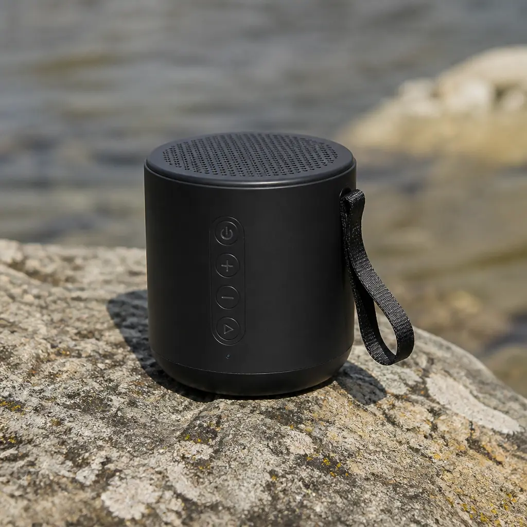 Portable Bluetooth Speaker — Small enough to steal without anyone noticing it's gone from the pile, loud enough that everyone notices once it's playing. White