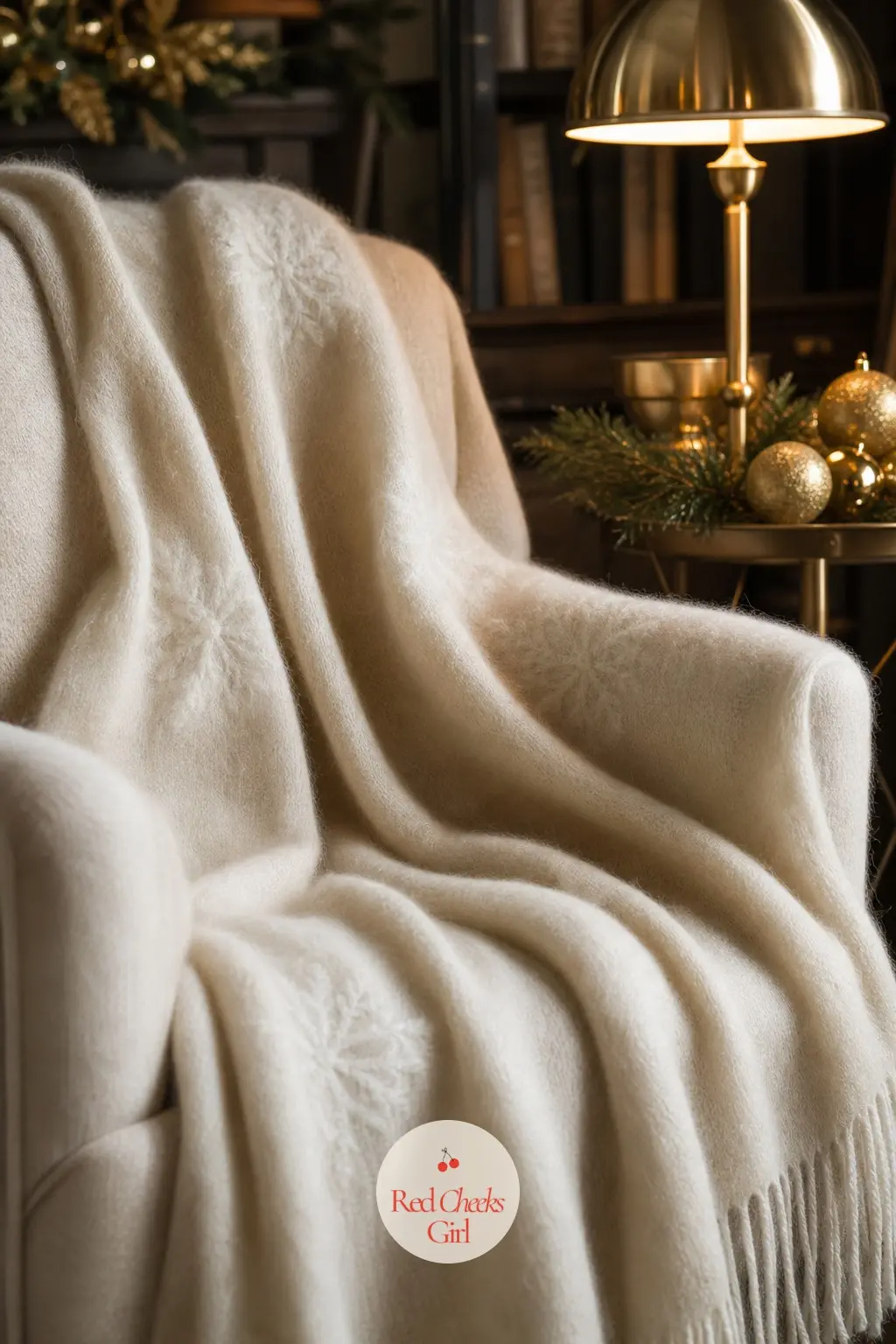 The Armchair, Draped in an Ivory Mohair Throw — One good throw does more for a reading chair than any amount of styling: ivory mohair, draped rather than