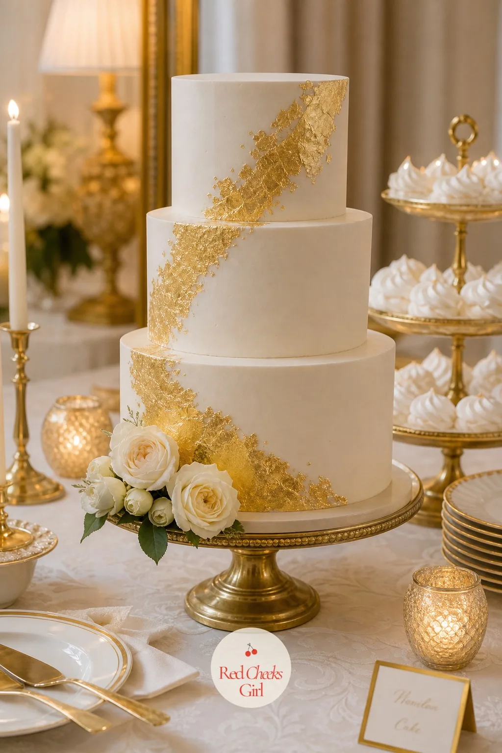 The Wedding Cake — It is the single most photographed object of the whole night besides the couple themselves, so this is not the layer to leave plain. White