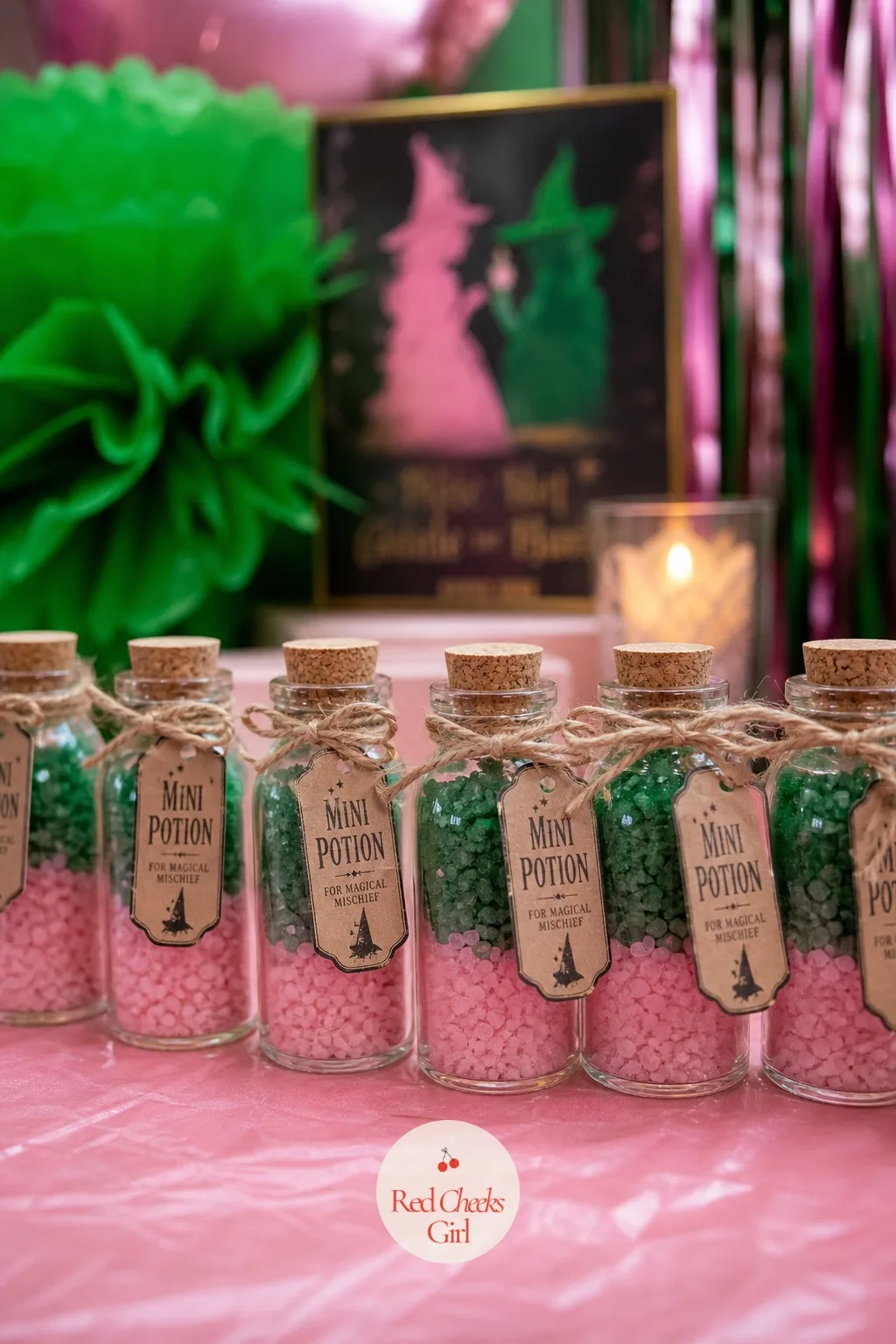 Mini Potion Bottle Favors — A handful of loose candy in a bag says generic birthday favor, not Oz. Wicked party ideas