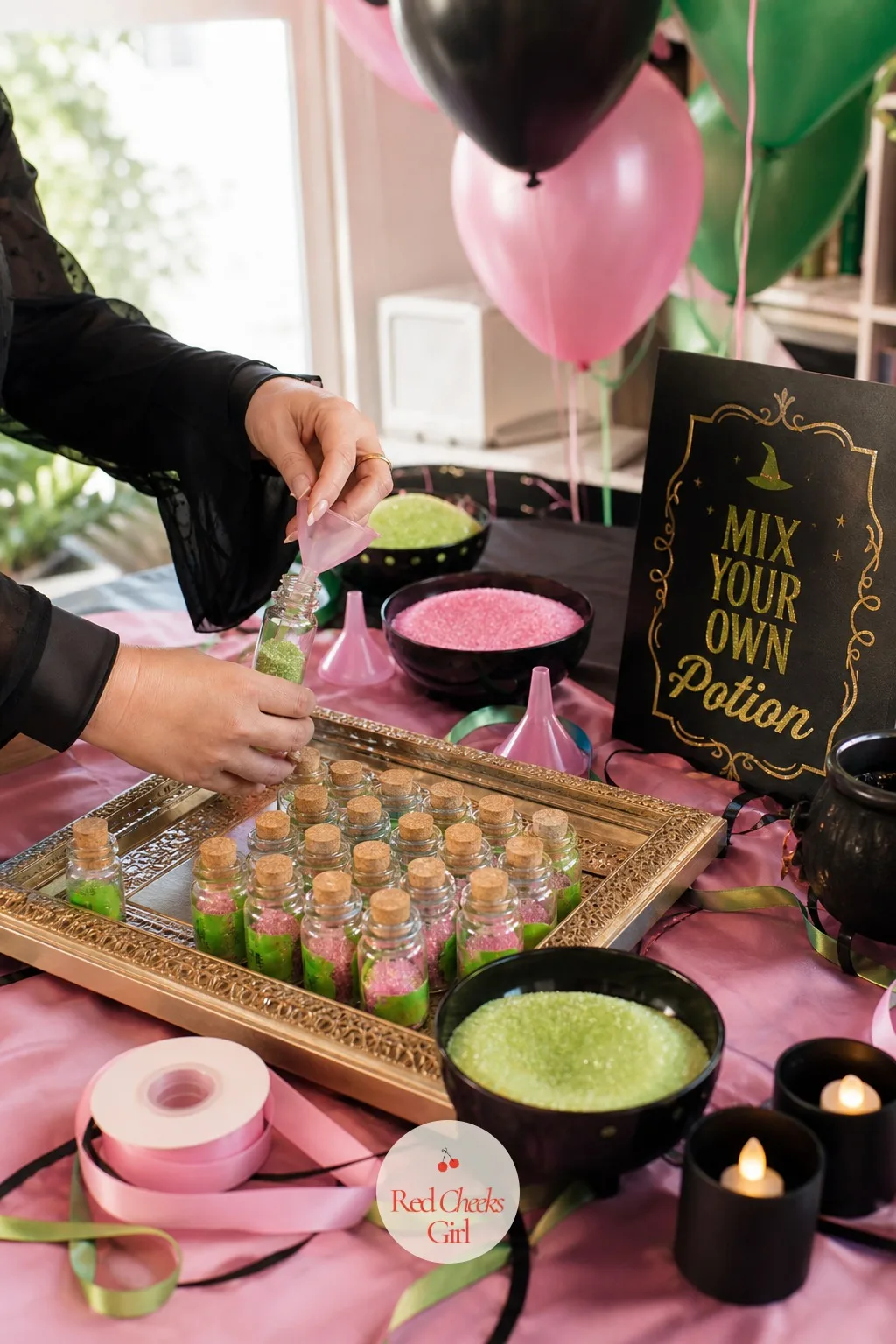 Mix-Your-Own Potion Bottle Station — A craft table with nothing but markers rarely holds anyone's attention for long. Wicked party ideas