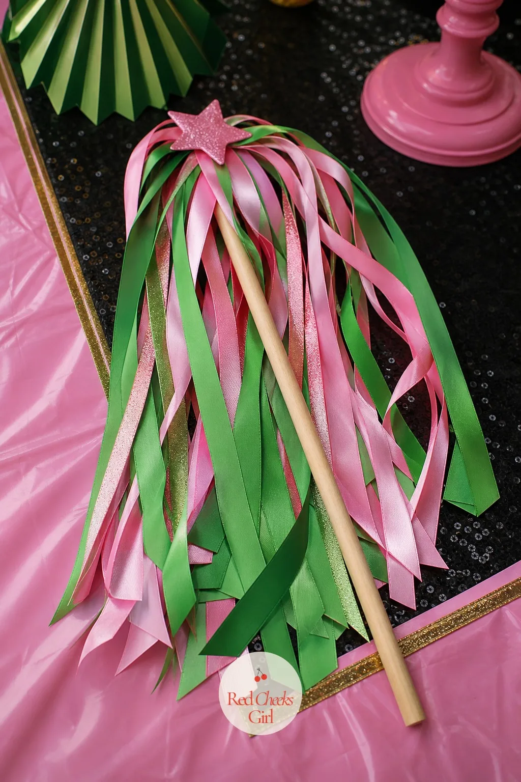 Pink and Green Ribbon Wand Favors — A party favor that sits untouched in a bag all night never earns its place. Wicked party ideas