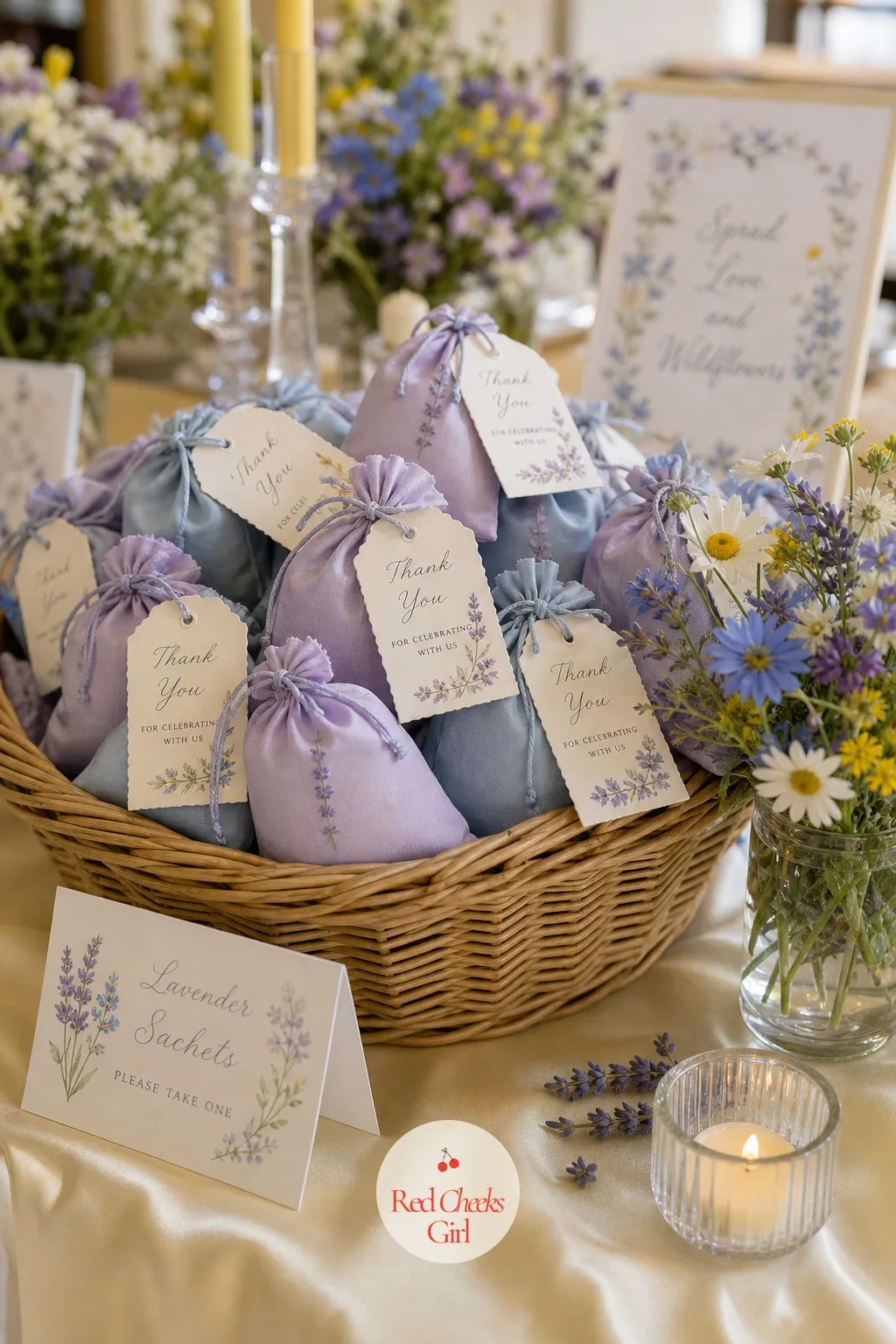 Lavender Sachet Favors — For guests who would rather tuck a favor in a drawer than eat one or plant one, this just smells good for months afterward. Wildflower
