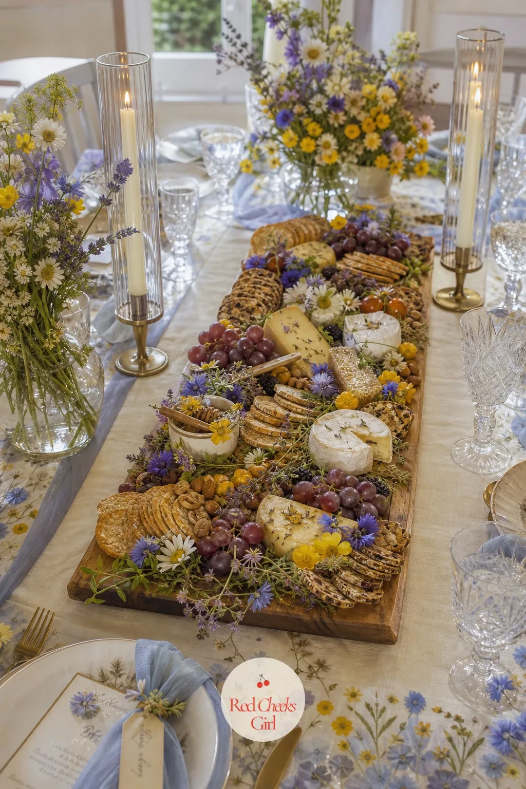 Meadow Herb and Honeycomb Grazing Board — Guests need something savory between the sweet things, and this still manages to look like it belongs on the same