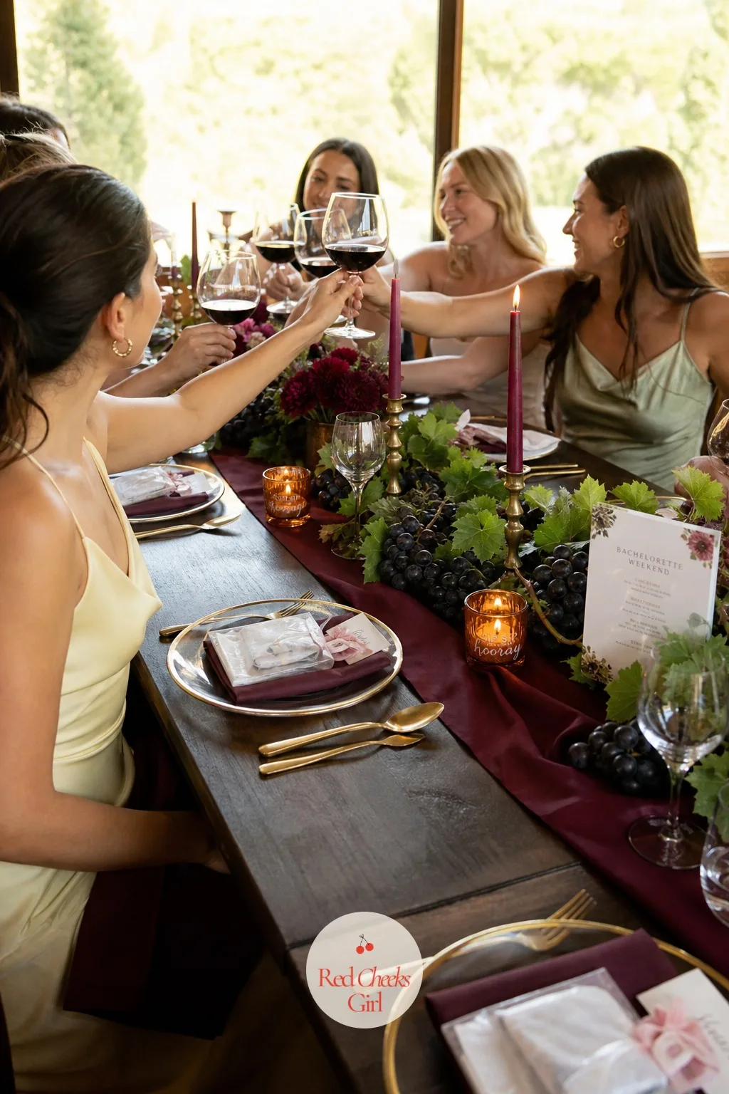 An Amber Candle Favor — Not every guest drinks, and a favour built only around wine leaves her out. Winery bachelorette party ideas