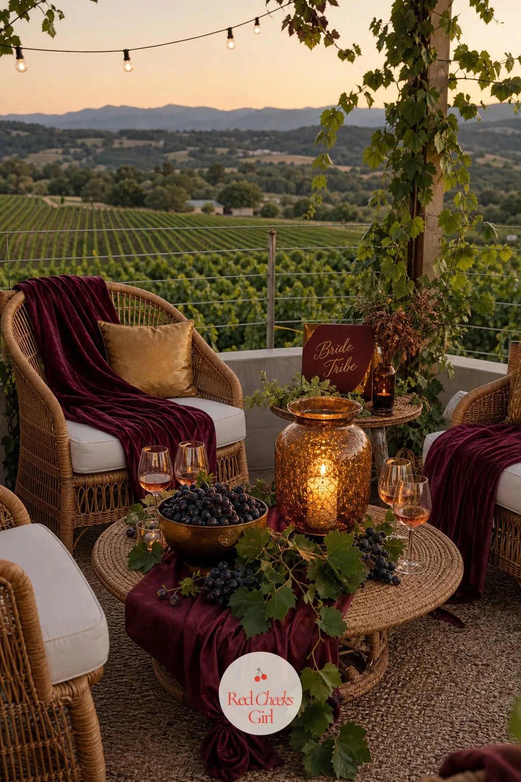 A Lounge Nook on the Terrace — Between tastings someone always needs to sit down properly, not perch on a stone wall. Winery bachelorette party ideas