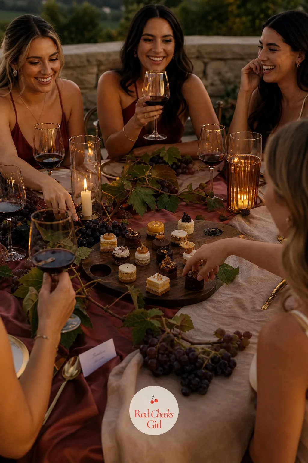 Mini Dessert Bites in the Palette — Not every guest wants a full slice standing up with a glass in her other hand. Winery bachelorette party ideas