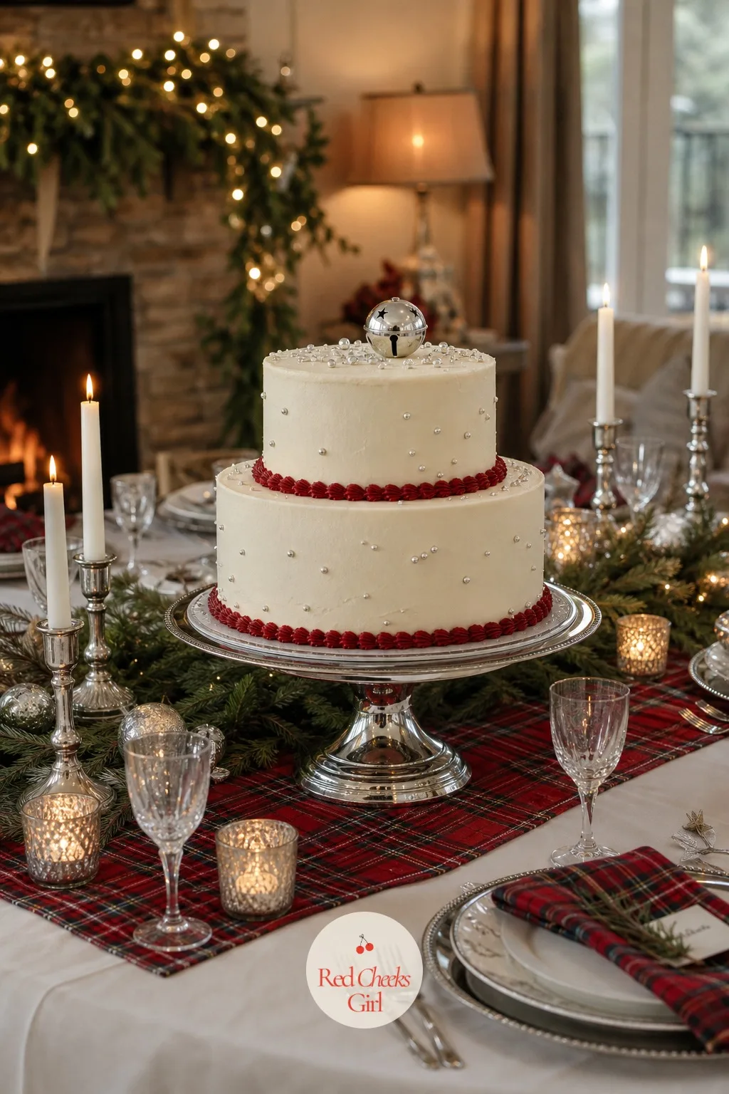 The Winter Cake — Dessert gets its own moment at the end of dinner, and this is the one object on the table built in actual tiers rather than laid flat. Winter