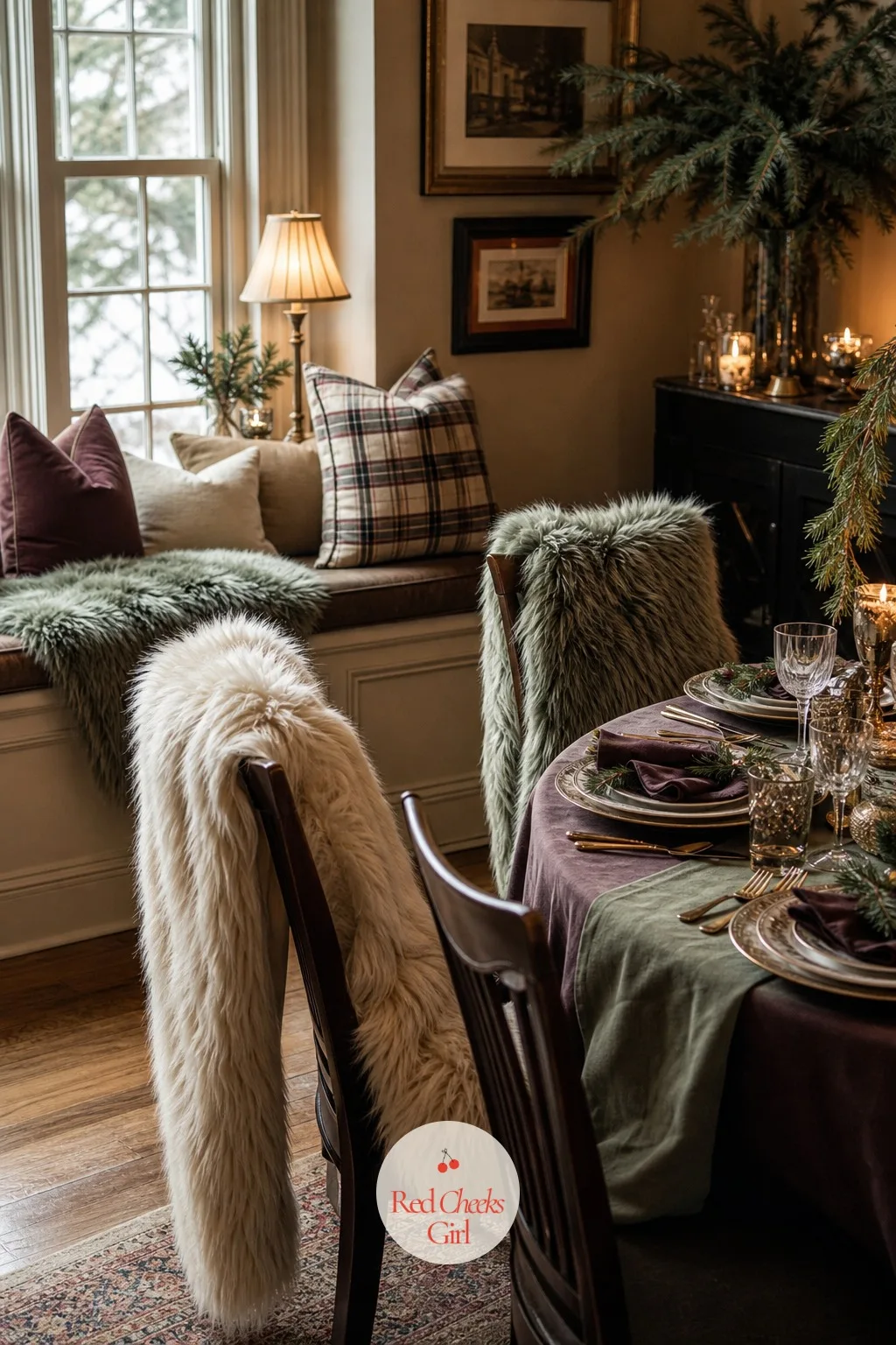 Faux Fur Throws for the Seating — A room this dressed still gets cold once the afternoon light fades. Winter bridal shower ideas