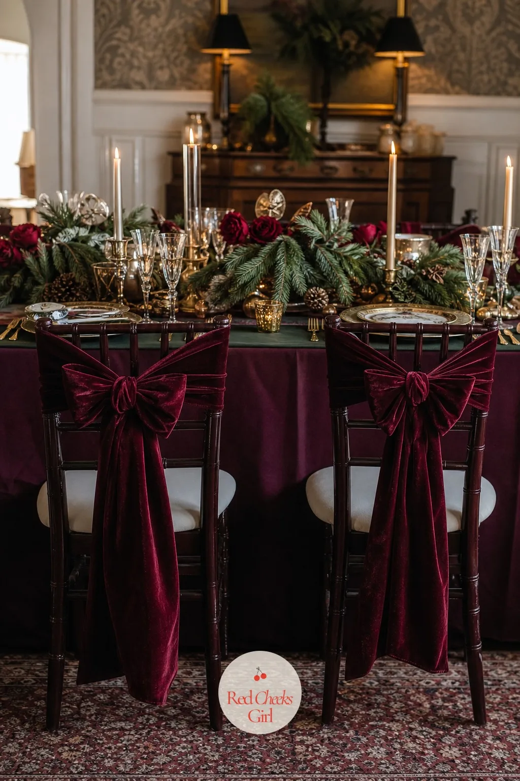 Velvet Ribbons on Every Chair — An empty chair back looks unfinished once the table is dressed. Winter bridal shower ideas