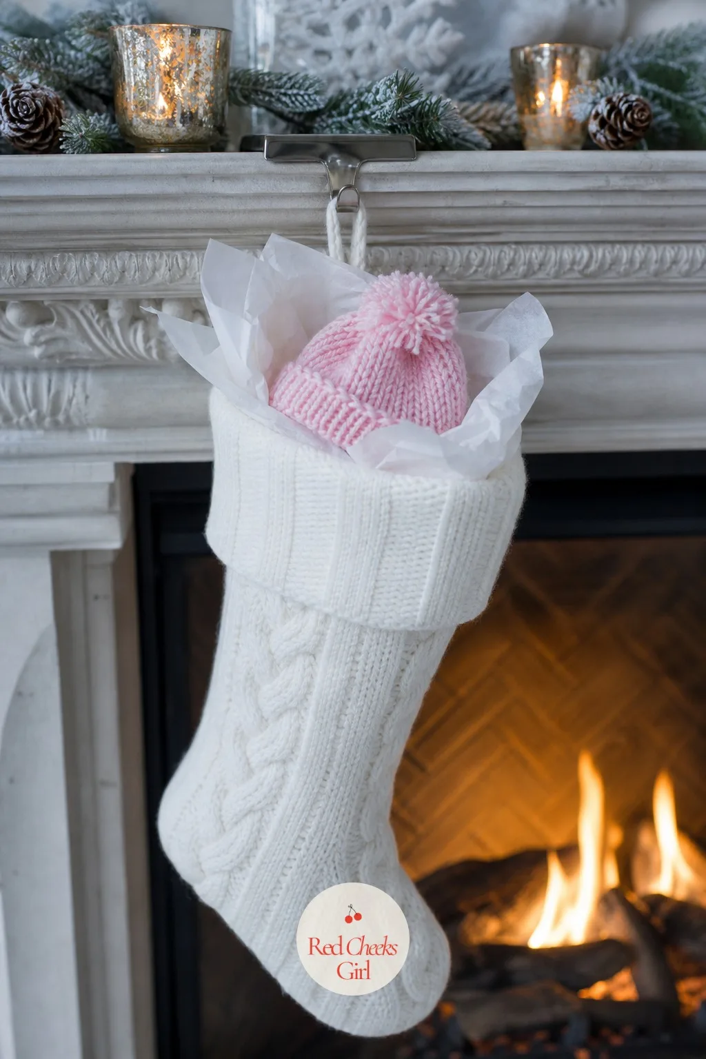 The Stocking Reveal — Keep this to one stocking, not the usual matched pair, and the suspense holds until the very last second. Winter gender reveal