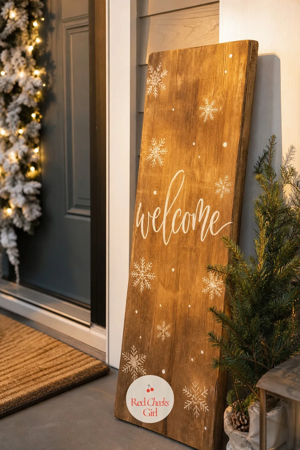 A Wooden Welcome Sign by the Entry — The first thing a guest sees should take about two seconds to read, not a paragraph. Winter gender reveal