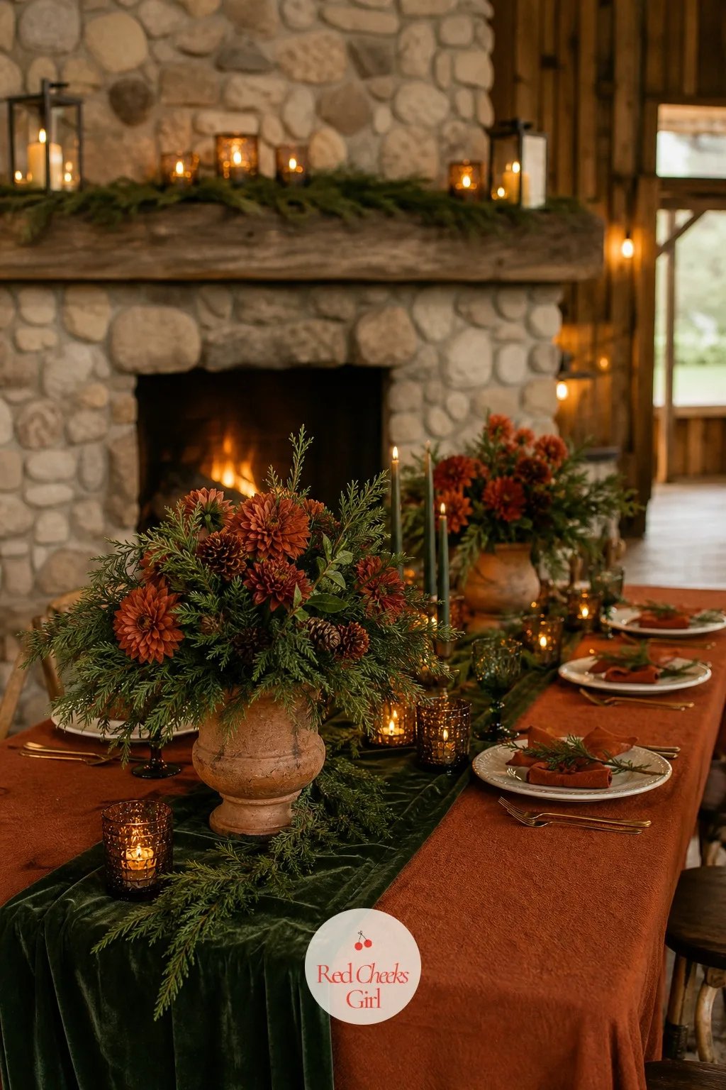 Burnt Orange and Evergreen — Burnt orange against evergreen looks like the last good light of a late autumn afternoon stretched into winter, which is exactly