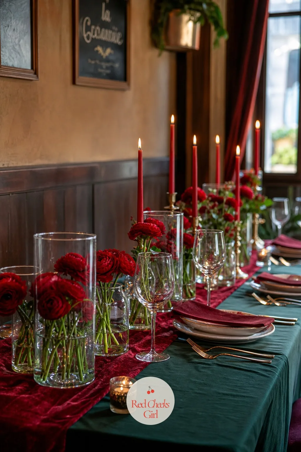Deep Red and Green — Deep red and green is the classic holiday pairing taken down a register, dark red instead of fire-engine red, forest instead of