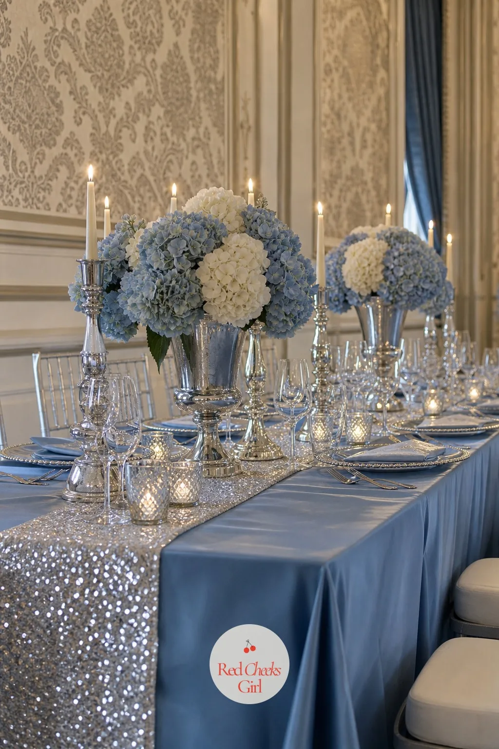 Dusty Blue and Silver — Dusty blue is the colour for a couple who want winter elegance without anything that reads as cold. Winter wedding colors