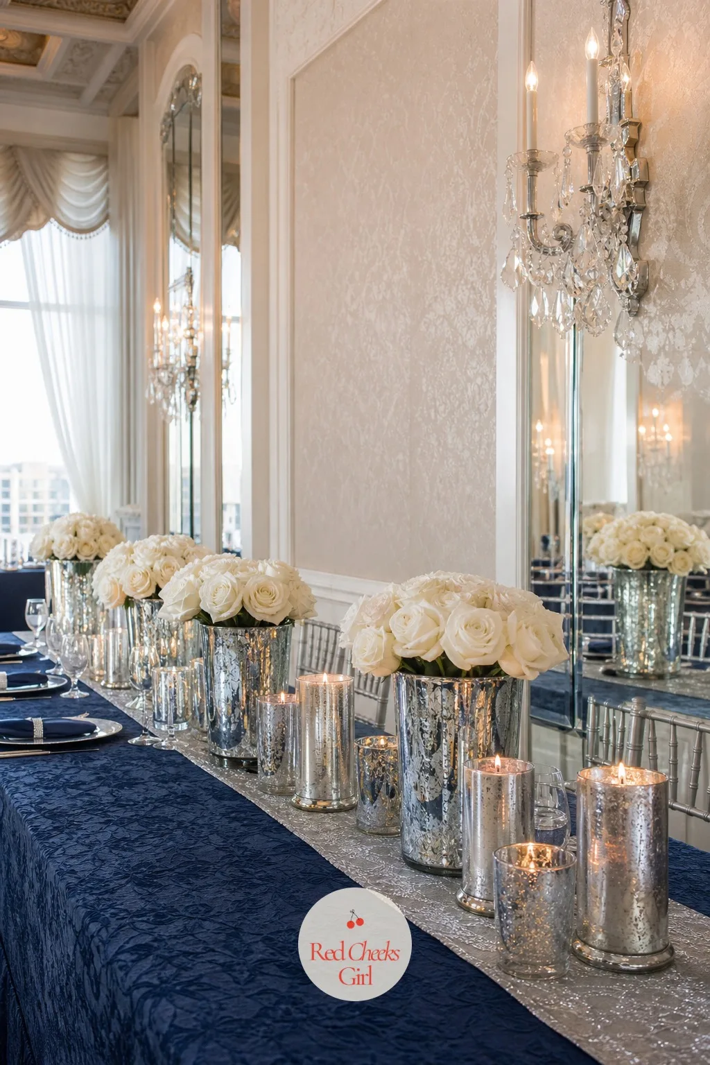 Navy and Silver — Navy reads as formal without the stiffness of black, and silver keeps it from going flat under evening light. Winter wedding colors
