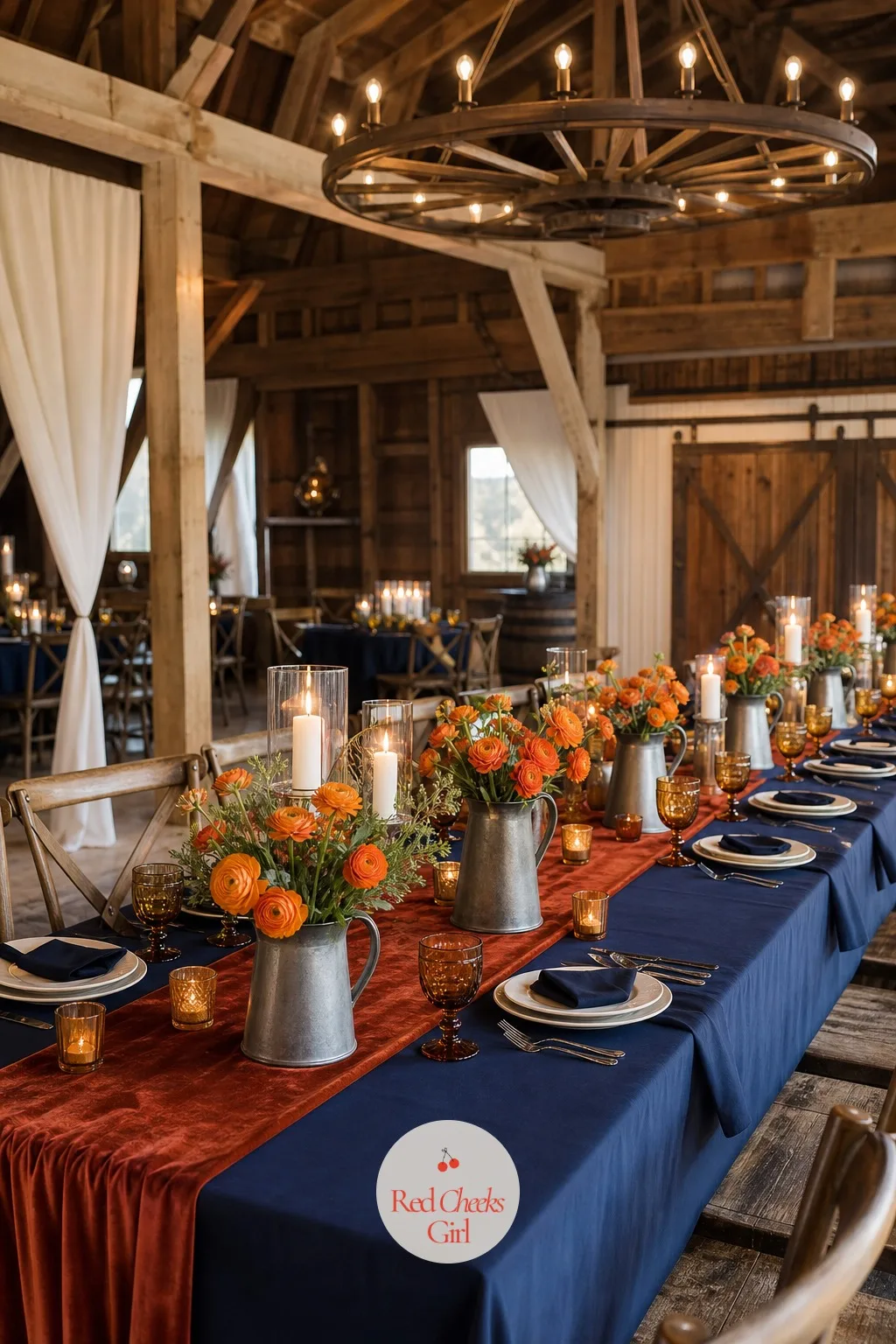 Rust and Navy — Rust and navy together feel like a well-worn tweed jacket, which is exactly the point: rich, a little masculine, nothing precious about it.
