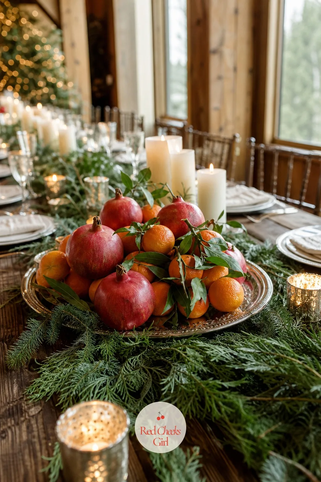 Winter Fruit on the Table — Flowers alone in January can look like they are trying too hard to pretend it is June. Winter wedding decorations
